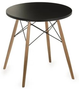 Mesa Eames 60 cm Tampo Redondo Preto Base Madeira Clara- 28580 Sun House