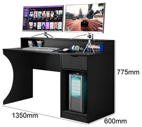 Mesa Gamer Escrivaninha Para Computador Ninja Safira Preta - Mobler
