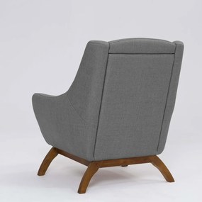 Poltrona Decorativa Mildred D07 Pés Madeira Linho Mescla Cinza - D'Rossi