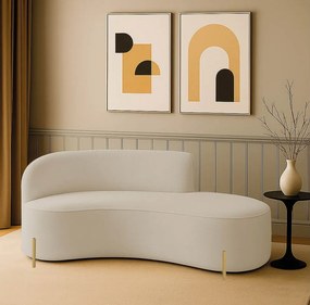 Sofá 2 Lugares Orgânico 160cm Pé Dourado Morgan Veludo/Cotelê - Bege