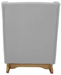 Poltrona Amamentação Base Madeira Balanço Vick Veludo Cinza F03 - Mpoz