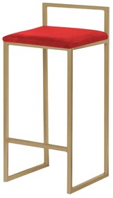 Banqueta Decorativa Jasmine Base Gold Suede Vermelho G41 - Gran Belo