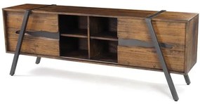 Rack Coliseu 2 Portas Rustic Brown com Base Aco Grafite 208cm - 45539 Sun House