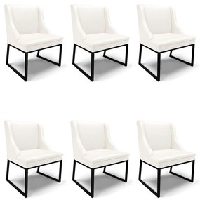 Cadeira Sala de Jantar Industrial Preto kit 6 Liz Sintético D03 - D'Rossi - Branco