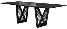 Mesa Sala de Jantar 8 Lugares 250cm Tampo de Vidro Giaguaro Preto/Ébano G13 - Gran Belo