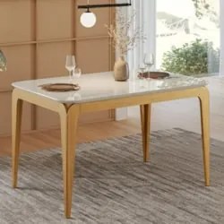 Mesa de Jantar Retangular 120cm 4 Lugares Yuma Ypê/Off N02  - Mpozenat