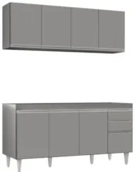 Armário Cozinha e Balcão Para Pia 160cm Arkansas Cinza      - Lumil