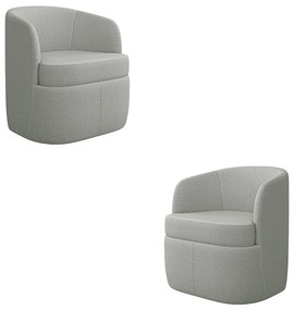 Kit 2 Poltronas Decorativas Design Moderno Bel Sala de Estar Base Giratória Bouclê Cinza G33 - Gran Belo