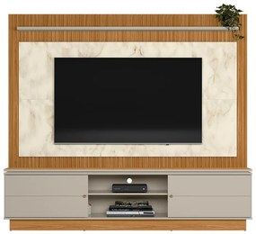 Estante Home 215cm Valdivia Detalhe Marmorizado para Tv até 75 Nature/Off White G77 - Gran Belo