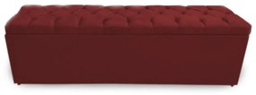 Calçadeira Baú Solteiro 90cm Nicole Capitonê Suede Bordô - Sheep Estofados - Vermelho escuro