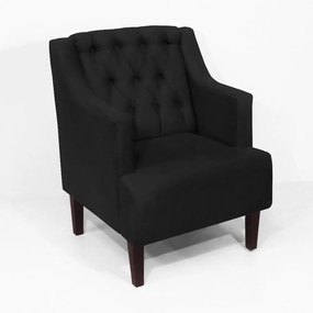 Poltrona Classic Suede Preto Pés Palito Sala, Quarto, Decoração