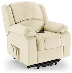 Poltrona do Papai Reclinável Pietra Elevação Lift Elétrico FH9 PU Bege