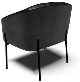Poltrona Decorativa Pé de Ferro Preto Kit 2 Stella Sintético PU D03 - D'Rossi - Preto