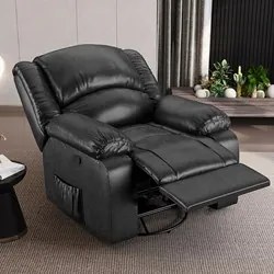 Poltrona do Papai Reclinável Pietra Glider Giratória FH9 PU Preto Bril