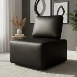 Poltrona Sala de Estar Decorativa Rovier Sintético Preto Z32 - Mpozena