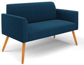 Sofá 2 Lugares Namoradeira Pé Palito Castanho Marisa Bouclê - Azul