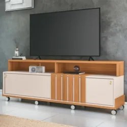 Rack Bancada de TV 60 Pol 160cm Essenza Cinamomo/Off - HB Móveis