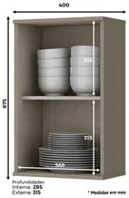 Armário Aéreo 40cm 1 Porta Connect Duna/Cristal - Henn