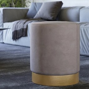 Puff Veludo Com Base Tecido Metalizado Cobre Vinho 47x40