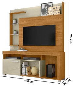 Estante de TV 50 Pol 160cm Sala de Estar Velora M20 - D'Rossi - Cumaru e Opala