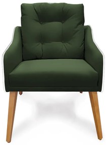 Poltrona Decorativa Delta Pés Palito Corano Branco / Veludo Verde - Sheep Estofados - Verde