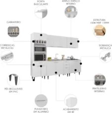 Armário de Cozinha CP05 Com Pia 120cm Pérola Z34 Branco     - Mpozenat