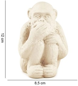 Enfeite Decorativo "Macaco Nao Falo" Em Cimento Bege 12x8,5  - D'Rossi