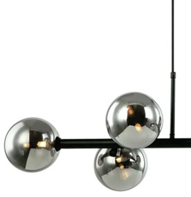 Pendente Abaporu Metal Preto E Vidro Fume 31X95X28Cm 6Xg9 | Bella Ilum... (Preto)