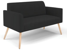 Sofá Namoradeira Pés Palito Natural Marisa Veludo D03 - D'Rossi - Preto