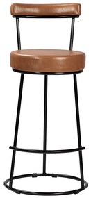 Banqueta Alta Cozinha 70cm Encosto Industrial Aço Ziria Pu S02 - D'Rossi - Caramelo