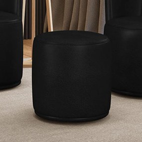 Puff Redondo Orgânico para Sala Malu Sintético PU M11 - D'Rossi - Preto