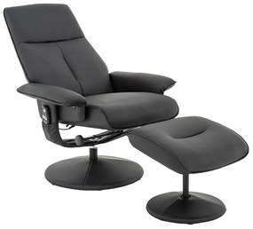 Poltrona de Massagem Reclinável Arizona Giratória com Puff para os Pés Pu Preto G56 - Gran Belo