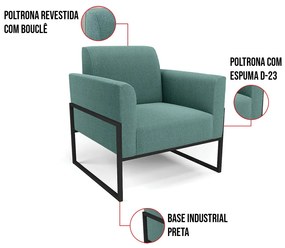 Namoradeira e Poltrona Industrial Alta Preto Marisa Bouclê D03 - D'Rossi - Menta