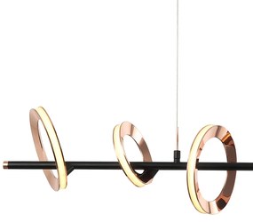 Pendente Ginga 19X85X24,5Cm Rose Gold E Preto Led 26,9W 3000K Bivolt -...