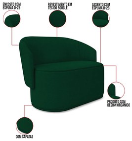 Sofá 2 Lugares Namoradeira Orgânica para Sala Malu Bouclê M11 - D'Rossi - Verde