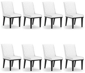 Cadeira Sala de Jantar Base Madeira Preto kit 8 Sofia Sintético D03 - D'Rossi - Branco