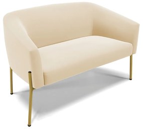 Sofá Namoradeira e Poltrona Pé de Ferro Dourado Stella Suede Bege D03 - D'Rossi