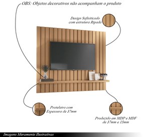 Painel Suspenso Decorativo Luogo 1.6 Ripado TV até 60 Pol Freijó G26 - Gran Belo