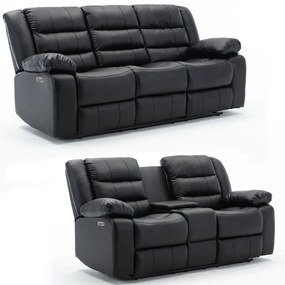 Conjunto Poltronas 2 e 3 Lugares Elétricas Sala de Cinema Hollywood com Massagem Aquecimento Entrada USB/USB-C PU Preto G94 - Gran Belo