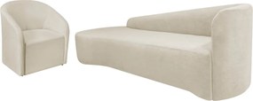 Kit Sofá Curvo França 200cm L.E e Poltrona Luiza Max Conforto, Elegância e Design Moderno Bouclé