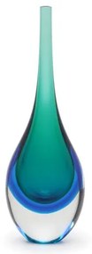 Gota Mini Alta Bicolor Verde com Água-marinha Murano Cristais Cadoro