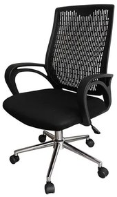Poltrona Indie Tela Mesh Preta Base Cromada - 38201 Sun House