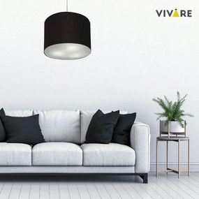 Lustre Pendente Cilíndrico Md-4210 Cúpula em Tecido 30x25cm Preto - Bivolt