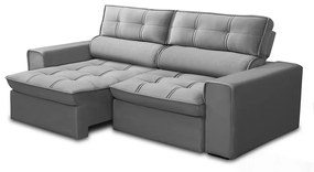 Sofá Retrátil e Reclinável 2 Lugares 180cm Welton Veludo Cinza G22 - Gran Belo