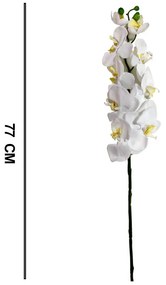 Flor Orquídea Phalaenopsis Artificial Branco 77 cm - D'Rossi