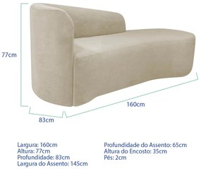 Kit Sofá Curvo França 160cm LD. e 2 Poltronas Luiza Max Conforto, Elegância e Design Moderno Linho