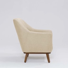 Poltrona Decorativa Pauline D07 Base Madeira Linho Marfim - D'Rossi