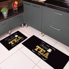 Jogo de Tapete de Cozinha, First Tea Black - 2 Pças