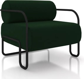 Poltrona Decorativa Sala de Estar Polatsk Base Industrial de Ferro Veludo Verde G33 - Gran Belo