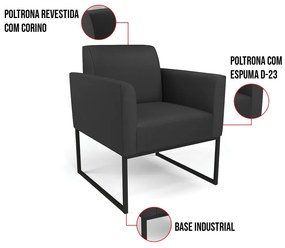 Poltrona Base Industrial Preto Marisa Corino - Preto